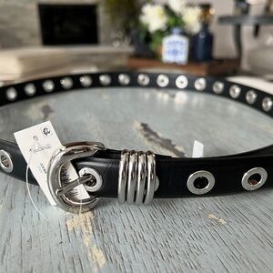 NWT Madewell Black Belt with Silver Accents